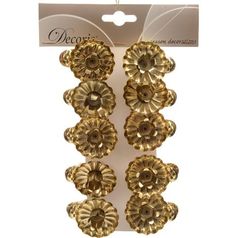 10 CLIPS PORTA CANDELE ORO