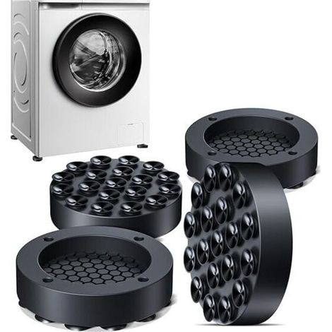 Paquet de 4 amortisseurs de vibrations pour Machine à laver, tapis en caoutchouc antidérapants universels Anti-Vibration pour laveuses et sécheuses (1/4)