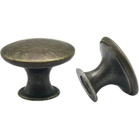 Boutons de Porte Vintage en Laiton - ZVD - Modèle Anneau - Lot de 10 - Diamètre 30mm - Finition Vieilli (1/3)