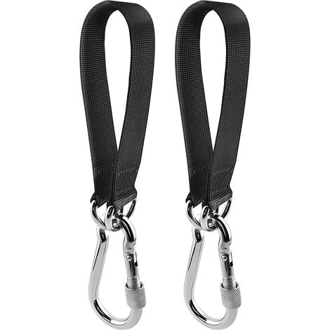 Lot de 2 kits de fixation pour hamac - Sangle d'arbre - Fixation de balançoire avec mousquetons et anneaux en D, suspension pour hamac, fauteuil suspendu et balançoire d'arbre (1/5)
