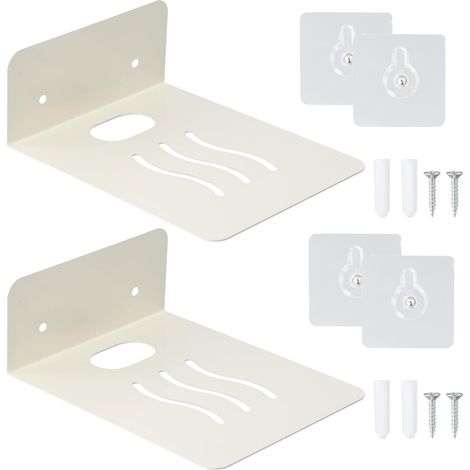 Lot de 2 Petites Etagere Murale, 15.5cm Mini Etagere Murale, etageres murales INOX sans percage avec 4 accroche Cadre sans Trou et 4 des vis pour Salon,Chambre, Salle de Bain,Cuisine etc (1/5)