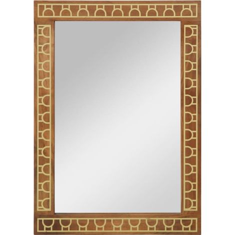 Miroir de bain 50x70x2,5 cm bois de manguier massif et verre