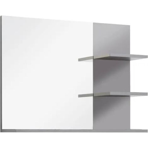 Miroir de salle de bain rectangulaire 3 tablettes 72 cm gris - HALO (1/5)