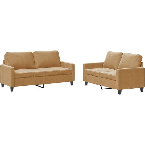 Set di Divani 2 pz con Cuscini Marrone in Velluto vidaXL (1/5)