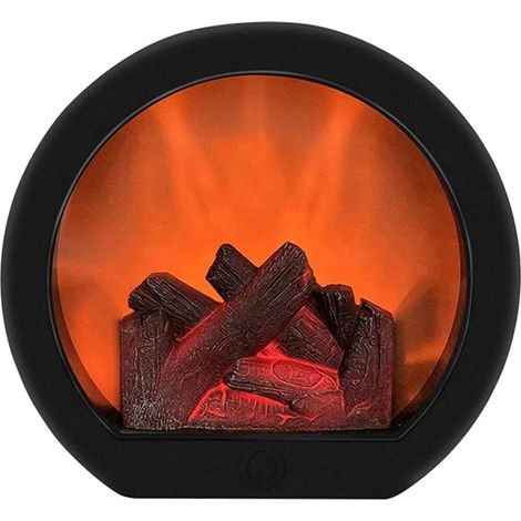 Lampe Cheminée LED Flamme Réaliste, Interrupteur Tactile, USB/Piles, Décoration Bureau Noire (1/4)