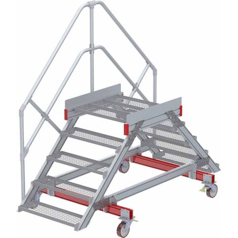 Euroline 512 mobiler Überstieg 45° Stufenausführung Stahl Gitterrost Stufenbreite 800mm 5 Stufen