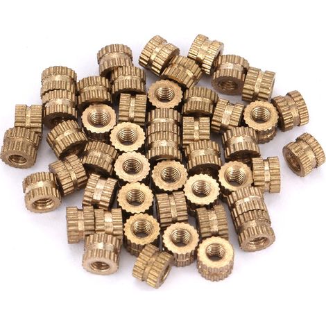 50pcs M3 Brass Cylinder Knurled Round Molded in Insert Embedded Nuts (M355.3)