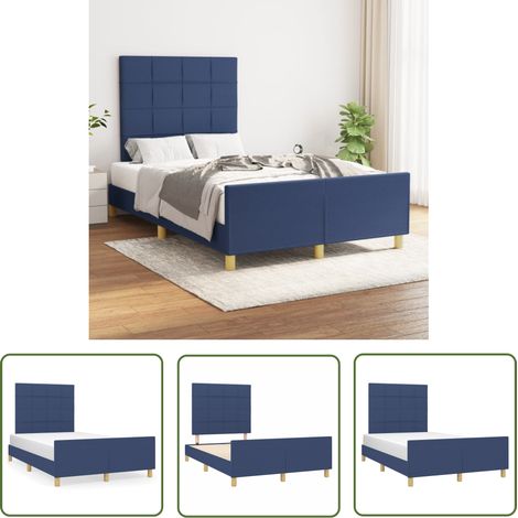 The Living Store Bettgestell ohne Matratze Blau 120x190 cm Stoff - Bettsofa - Holzrahmen - Lattenrost - Boxspringbetten - Doppelbett (1/5)