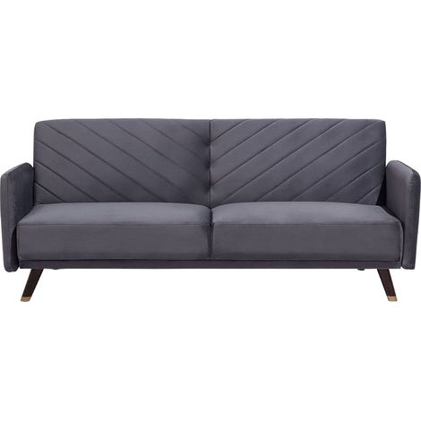 Schlafsofa 3-Sitzer SENJA Samtstoff Grau (1/5)