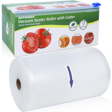 Sacs d'emballage sous vide très résistants avec boîte de découpe, 28 cm x 30 m, sacs alimentaires de taille personnalisée (1/5)