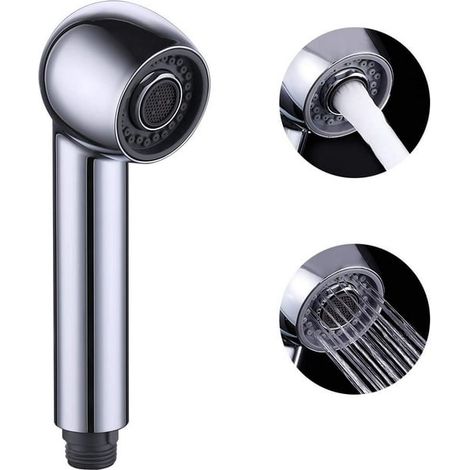 Douchette de rechange ZECATL pour robinet de cuisine, 2 types de jets, compatible avec les mitigeurs, chromée (1/5)