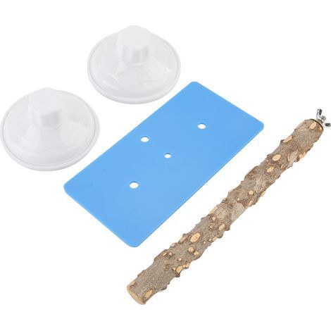 Piattaforma per abbeveratoi per uccelli in plastica da parete con ventosa (legno di Fagara) (1/5)