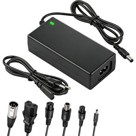 Chargeur Trotinette Electrique 42V 2A Universel avec 6 Connecteurs, Chargeur Hoverboard 36V Batterie pour Trottinette Électrique, Scooter, Vélo Électrique, Compatible avec M365 (1/5)