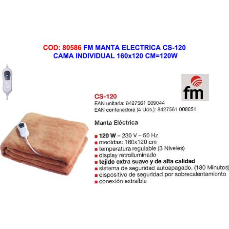 Couverture électrique FM CS-120 pour lit simple 160x120 cm 120W