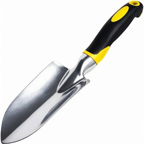 Truelle de jardin professionnelle et pelle à main, tête large en acier inoxydable avec poignée en caoutchouc souple Outil de (1/5)