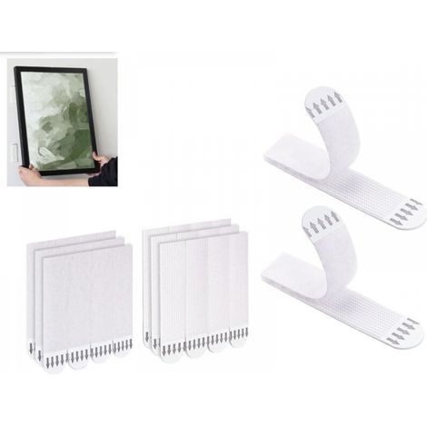 Lot de 12 paires de bandes adhésives robustes (24 bandes) sans dommages pour accrocher des photos, des cadres sans clous (1/5)