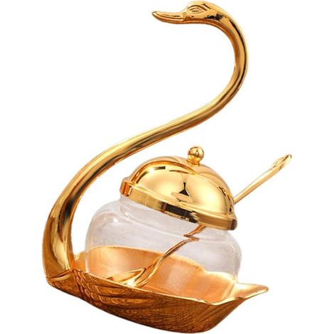 Ensemble pots à sucre et à épices Swan, en alliage de zinc et verre, style européen, et l'hôtel, avec boîte décorative pour le sel et les épices (1/5)