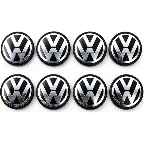 Set of 8 wheel trims for Volkswagen – 65mm black/chrome hubcaps – Replacement for Golf, Polo, and Beetle models – 3B7601172 (1/5)