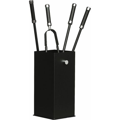 Serviteur de cheminée avec 4 accessoires Galvik Edilinox - Coloris Noir (1/3)