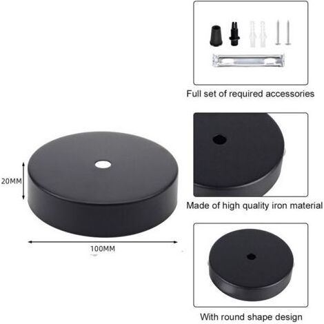 5 pièces Auvent de Plafond 10cm Rosace Plafond Luminaire Noir Cache Fil Lustre Plafond Pavillon Luminaire Metal Baldaquin Lampe Support de Fixation Lustre pour Cuisine Salon Couloir