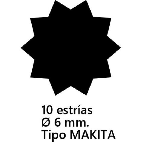 Adaptador "N" 10 Estrias Ø 6 mm compatible con makita