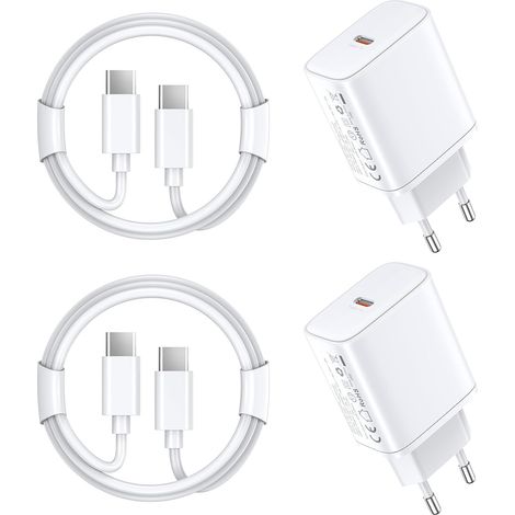 45W Chargeur USB C Rapide for iPhone 17 16 15/17 16 15 Pro/17 16 15 Pro Max/17 Air/Plus/iPad Pro/iPad Air, Samsung S25 S24 S23, Prise Adaptateur et Type C 2M Cable Secteur (blanc2, 2-Pack) (1/5)