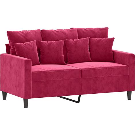 Divano a 2 Posti Sofa Rosso Vino 120 cm in Velluto (1/5)