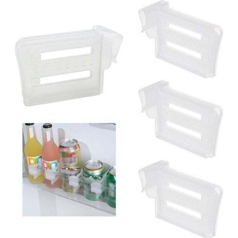 4-teiliges Kühlschrank-Einteiler- und Organizer-Set, XU, Türablagen für die Seitentür, verstellbare Ablagen für Gefrierfach, Eier, Obst, Getränke und Lebensmittel (transparent) - KZQ (1/5)