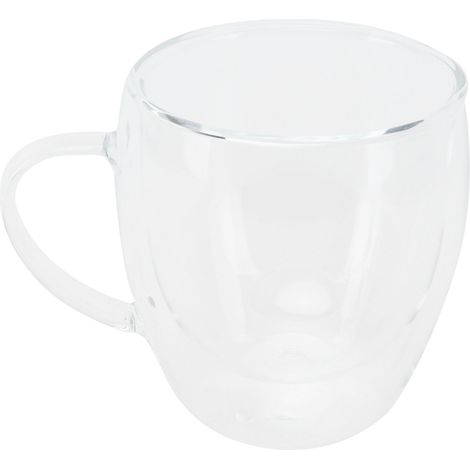 Verre double paroi transparent 250ml tasse à café lait thé résistant à la chaleur avec poignée (1/5)