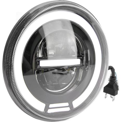 Phare LED rond de 7 pouces pour moto, style « angel eye », étanche IP67, 12-80 V, éclairage rouge et jaune universel (1/5)