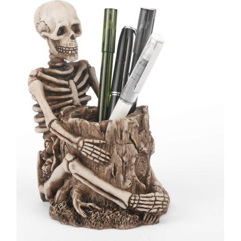Porte-stylo tête de mort crâne Papeterie Porte-Crayons Porte-pinceau de maquillage Titulaire Organisateur de Stockage de Bureau décoration Boîte De Conteneur de Rangement porte-clés Squelette cadeau (1/5)