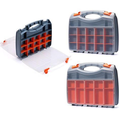Malette À Outils Vide En Plastique Double Face 37x30x8cm, Organisateur D'outils Avec Polymère Résistant Aux Chocs Et Séparateurs En Plastique Amovibles Personnalisables, Rangement Et Transport (1/4)