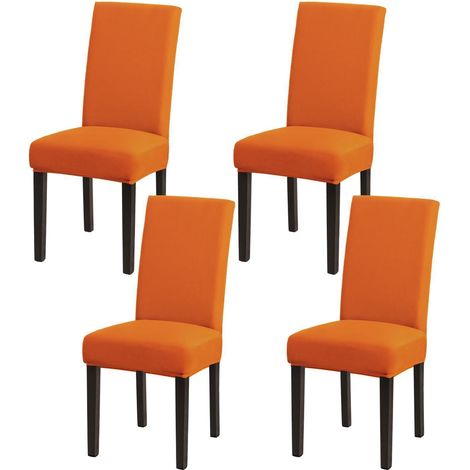 Stuhlhussen 4er Set, Stretch, abnehmbar, waschbar, orange (1/5)