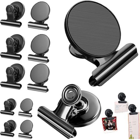 12 pcs Clips magnétiques frigo 31mm,Petit Aimant,Pince aimantée puissants,clamp magnetique,sans Rayures, pour Bureau, école,réfrigérateur,armoires et penderies (1/5)