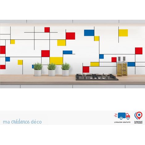 Crédence : Mondrian 2 - Alu composite - 120 - 60 (1/3)