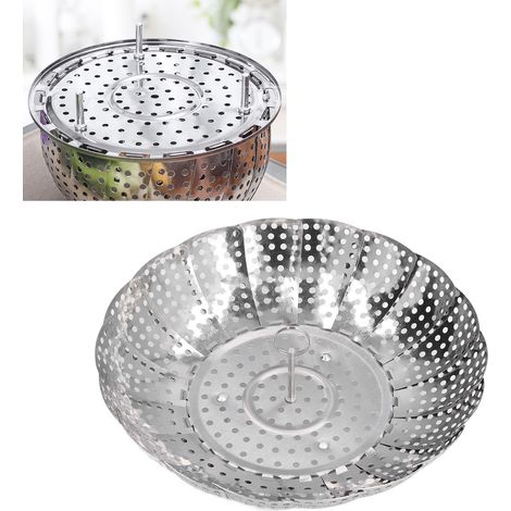 Plateau vapeur amovible avec poignée escamotable en acier inoxydable résistant à la corrosion pour cuisson saine (1/5)