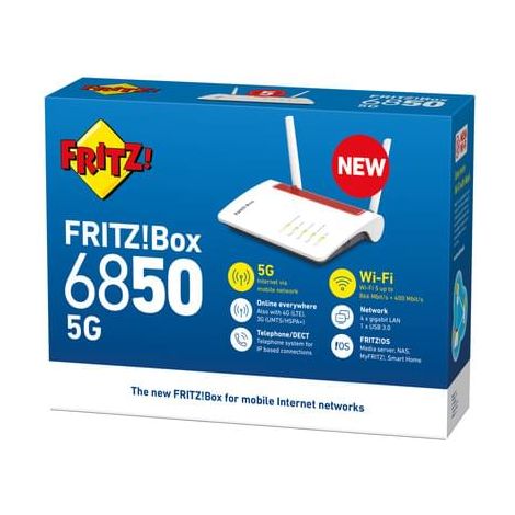 FRITZBox 6850 5G INT. LTE-Modem, WLAN-Router (max. 866 Mbit/s) & IP-Telefonanlage