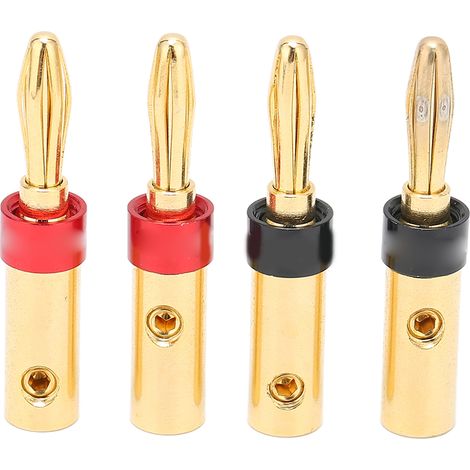 Preffair 4pcs Fiches Bananes Haut-Parleurs Dorées 24K Connecteurs Audio à Double Vis de Verrouillage pour Câbles Enceintes (1/5)