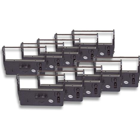 vhbw 10x Ribbon Cartridge Replacement for Omron 2810 for Dot Matrix, Receipt Printer - Black Ink Ribbon