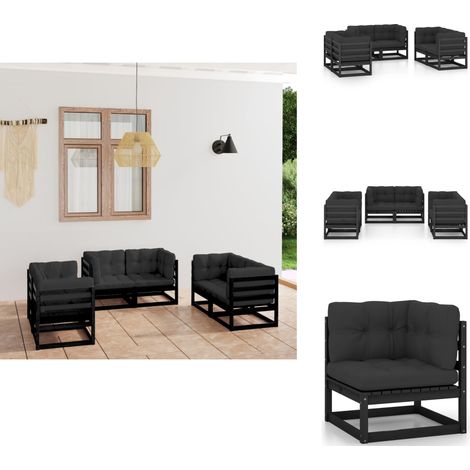 6-tlg. Garten-Lounge-Set mit Kissen Kiefer Massivholz - Garten Lounge Set - Gartenmöbel - Rattan Möbel - Outdoor Sofa - Esszimmergarnitur (1/5)
