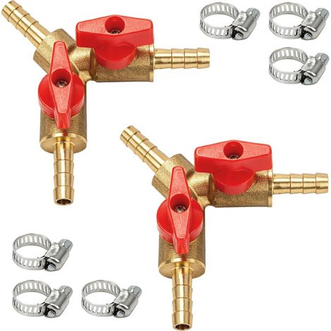 Y Connecteur de Tuyau 3 Voies séparateur laiton 2 Pcs 6mm  Robinet à boisseau sphérique 3 voies en laiton pour Eau, Huile et gaz pour arrosage de Jardin (1/5)
