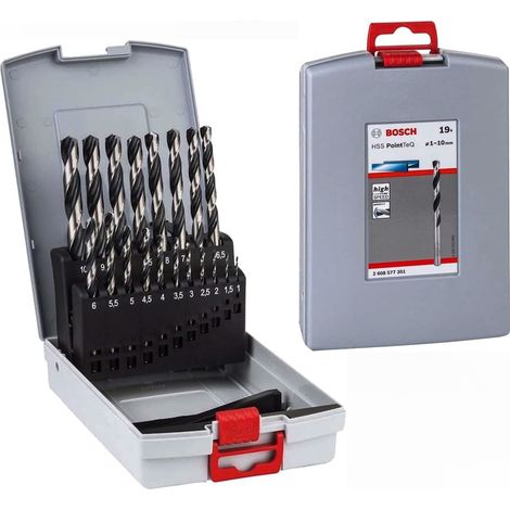 Bosch Metallbohrer-Set HSS PoinTeQ, ProBox, 19-teilig, DIN 338, 1-10 mm