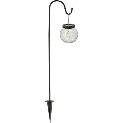LED Solar Gartenstecker mit Glaskugel - 70x11 cm - Crackle Glas Garten Kugel Latere warm weiß