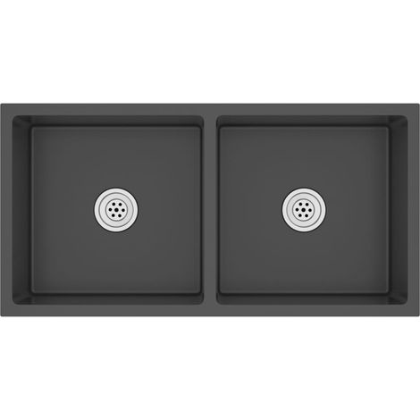 Fregadero de cocina hecho a mano fregadero de baño para el hogar instalaciones de cocina interior negro acero inoxidable 020002472 (1/5)