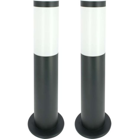 Arum Lighting – Lot de 2 bornes d'extérieur E27 gris anthracite – Hauteur 45cm – Corps en acier inoxydable – IP44 pour utilisation extérieure