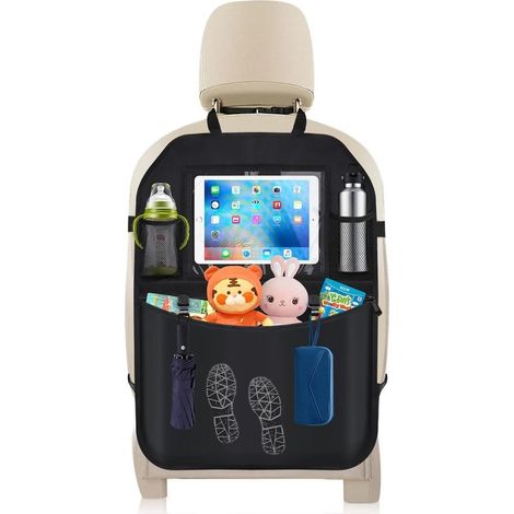 Protecteur de dossier de voiture 1/2 pièce, organisateur de siège arrière de voiture pour enfants, protecteur de siège de voiture étanche avec support de tablette à écran tactile et grandes (1/5)