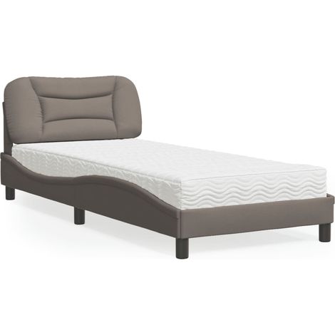 Bett mit Matratze "Hvar" Taupe 90x190 cm Stoff (1/5)