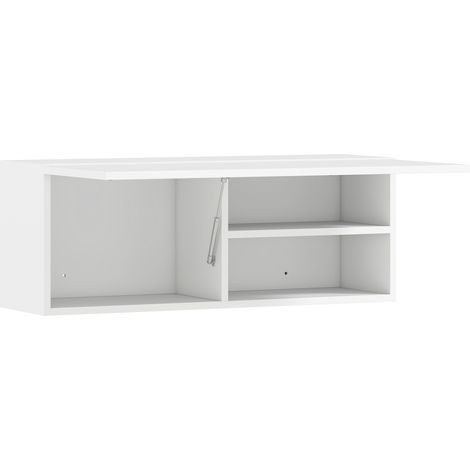Armoire murale de salle de bain, meuble de rangement suspendu avec porte à charnières, 80 x 25 x 30 cm, blanc (1/5)