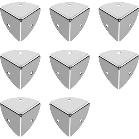 8 protections d'angle argentées pour boîtiers, coffres, meubles et boîtes en aluminium (grand format)