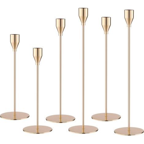 Piece Candlestick Set, Gold Tapered Candlestick, Wedding Candlestick, Various Sizes, 33/29/23 cm, Vintage Decoration, for Romantic Dinners, Birthday and Wedding Ceremonies (1/5)